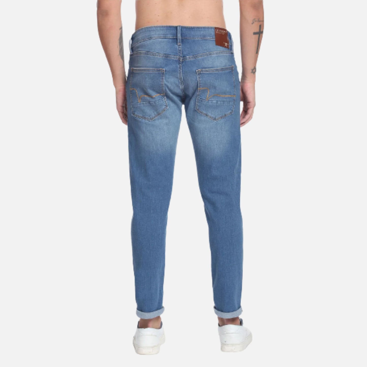 Stone Wash Slash Slim Tapered Fit Authentic Signature Jeans