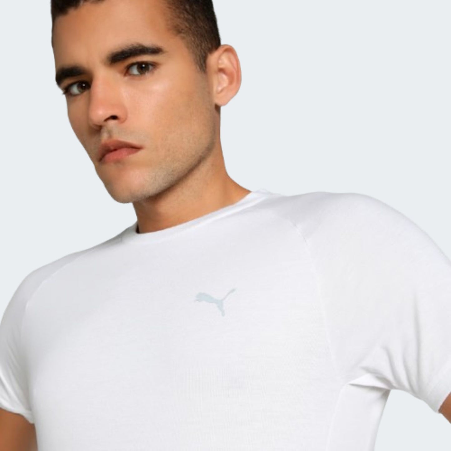 White EVOSTRIPE Men's Slim Fit Tee