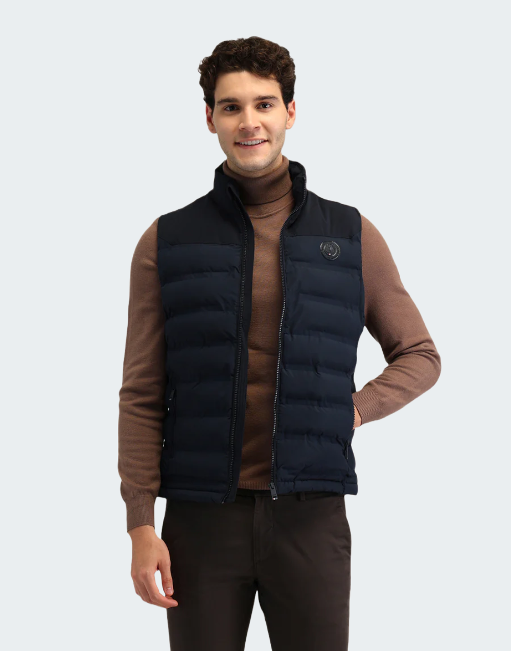 Dark Blue Solid Regular Fit Jacket