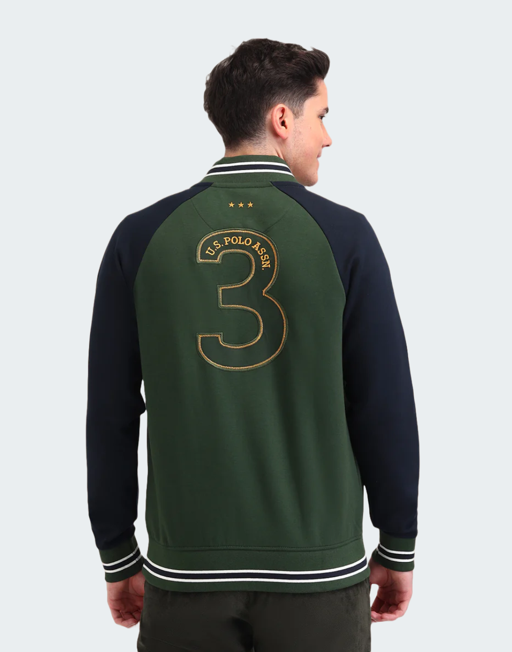 Olive Colour Blocked Regular Fit Sweatshirt