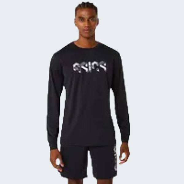 BLACK ASICS HEX GRAPHIC DRY LS TEE