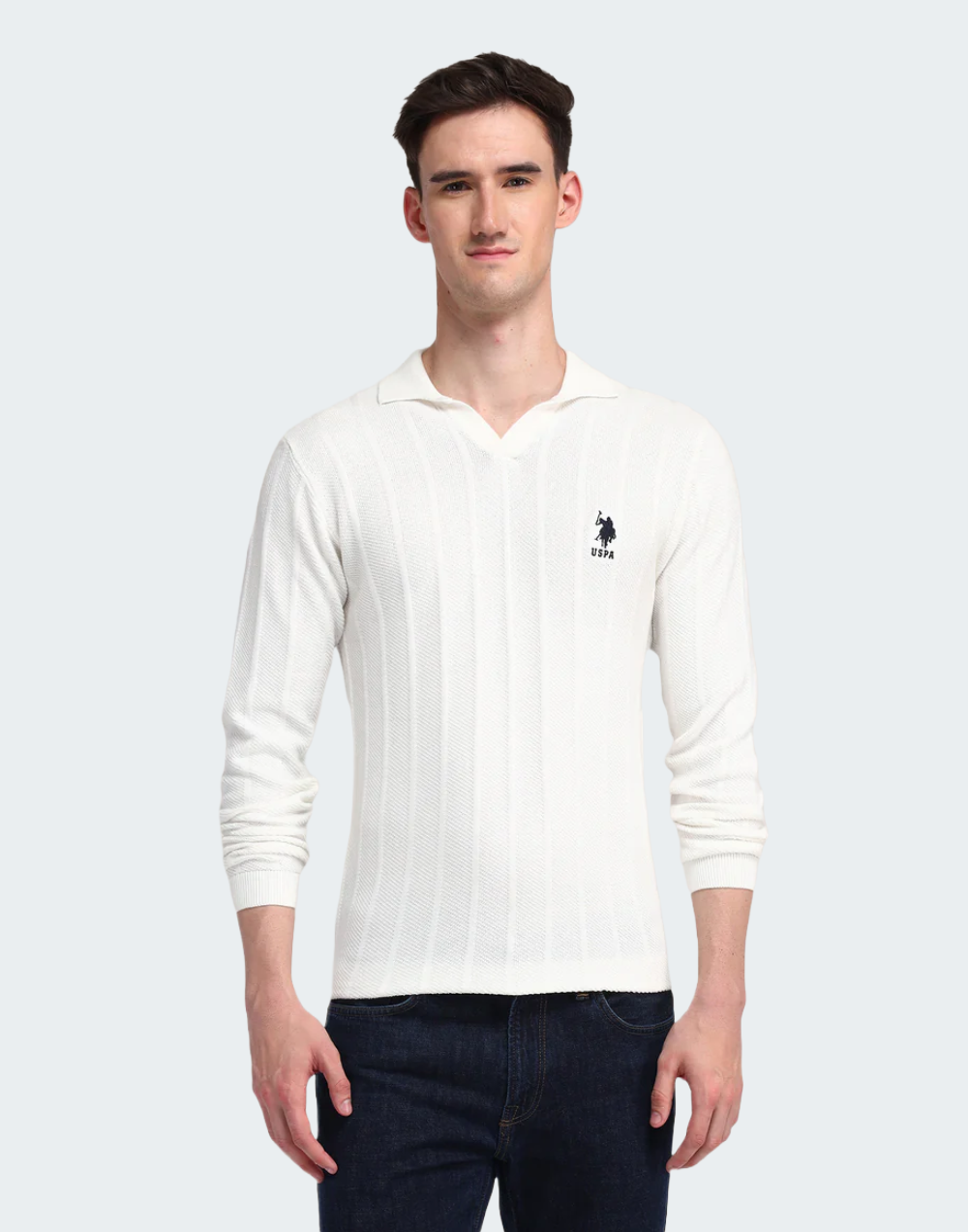 Polo Neck Textured Sweater