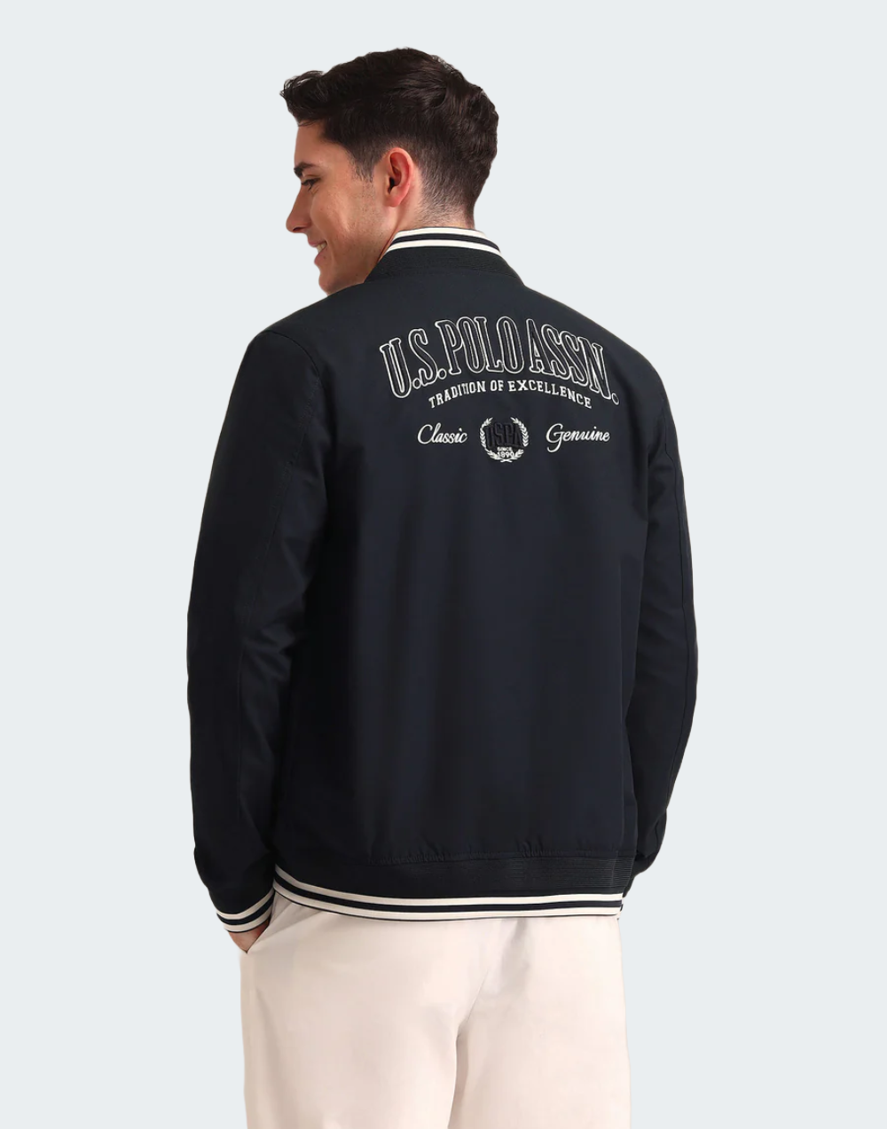 Regular Fit Solid Bomber Jacket