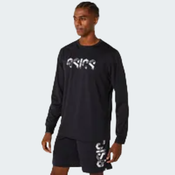 BLACK ASICS HEX GRAPHIC DRY LS TEE
