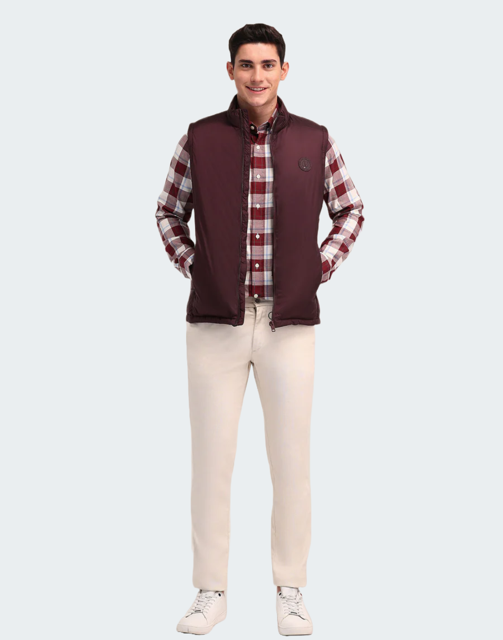 Dark Maroon High Neck Padded Jacket