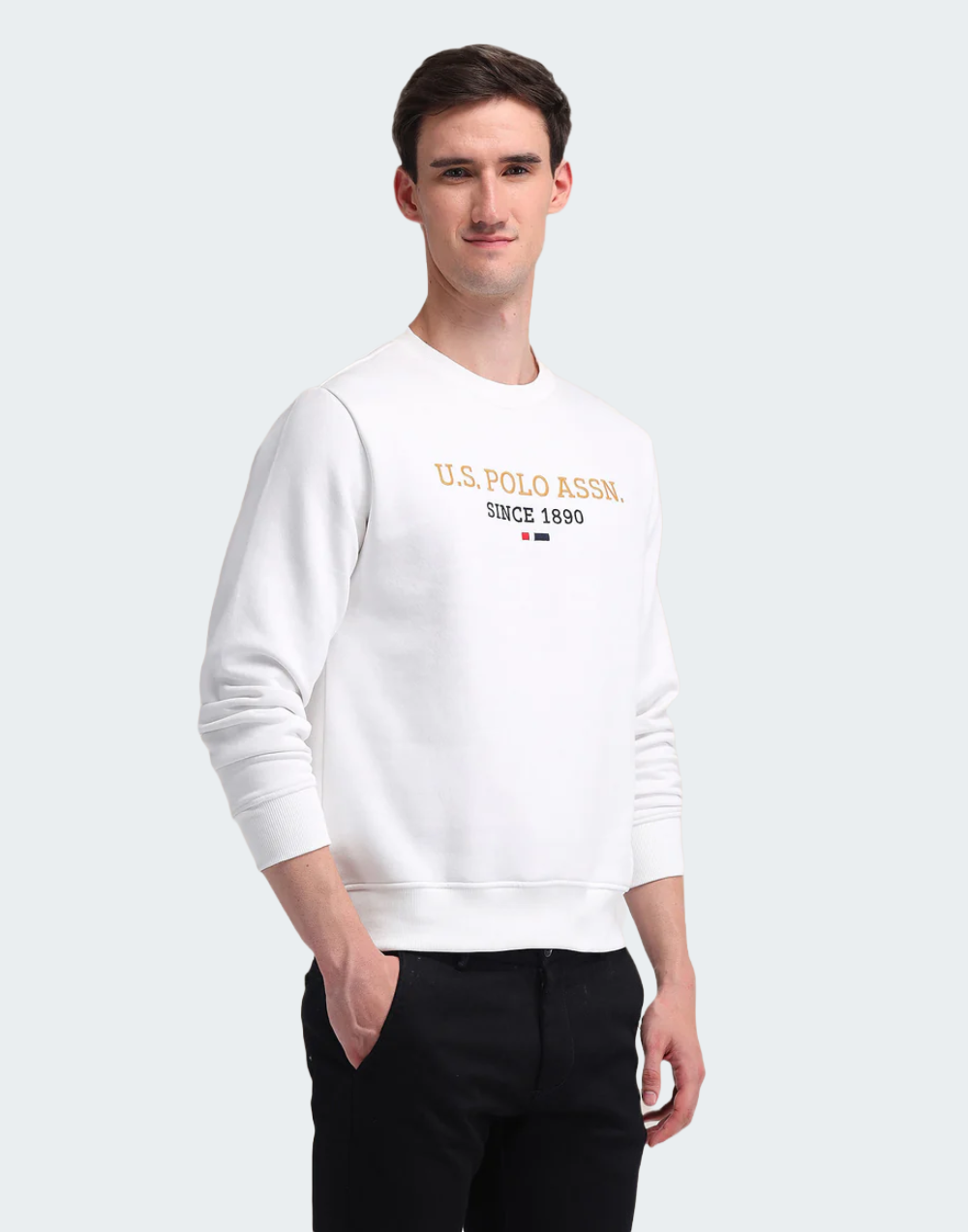 White Regular Fit Embroidered Sweatshirt