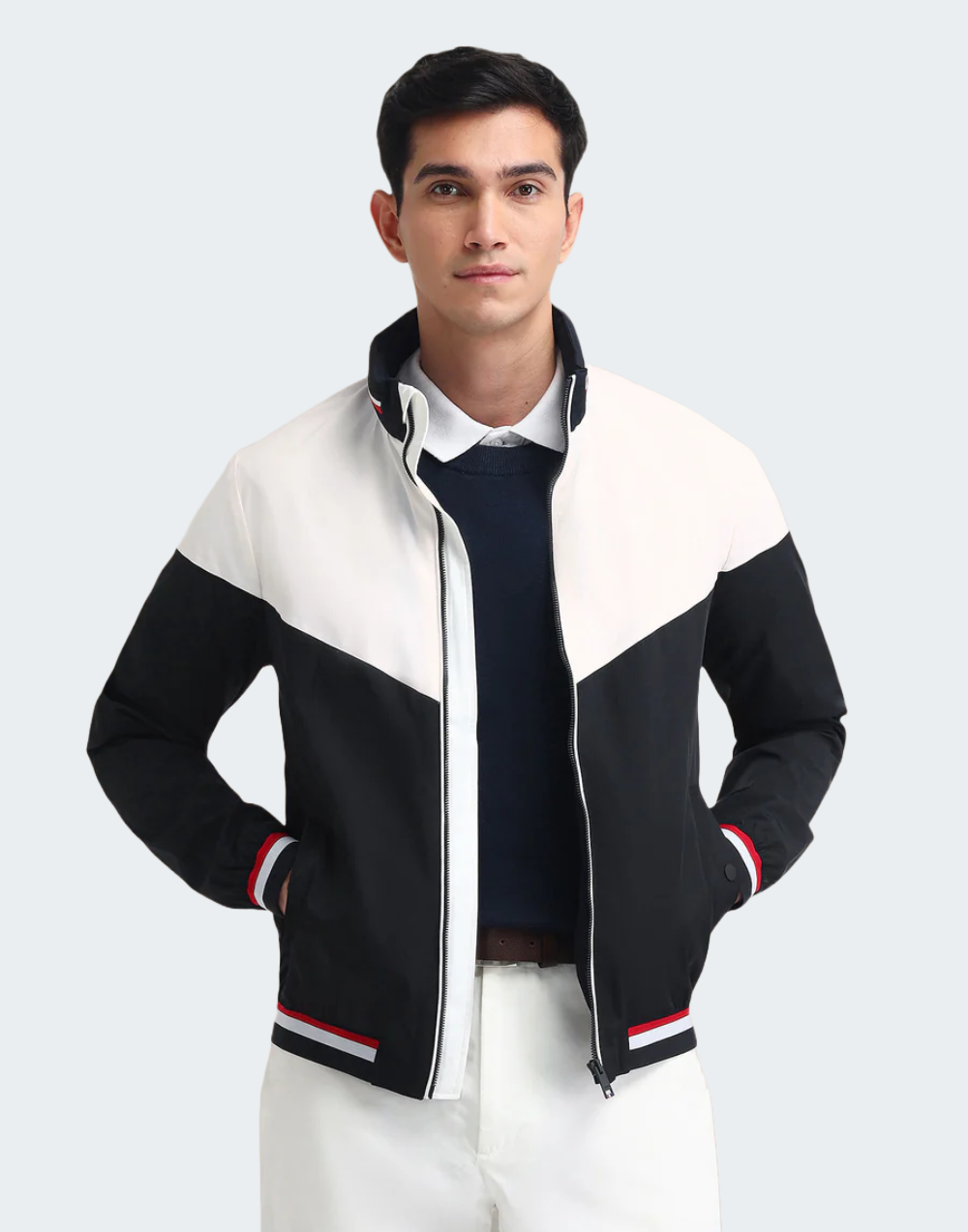Regular Fit Colourblocked Bomber Jacket