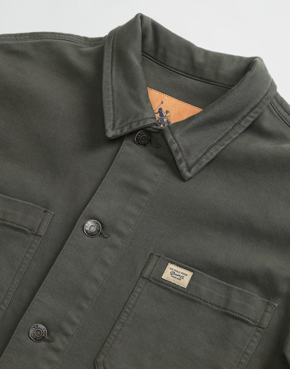 Olive Pure Cotton Solid Jacket