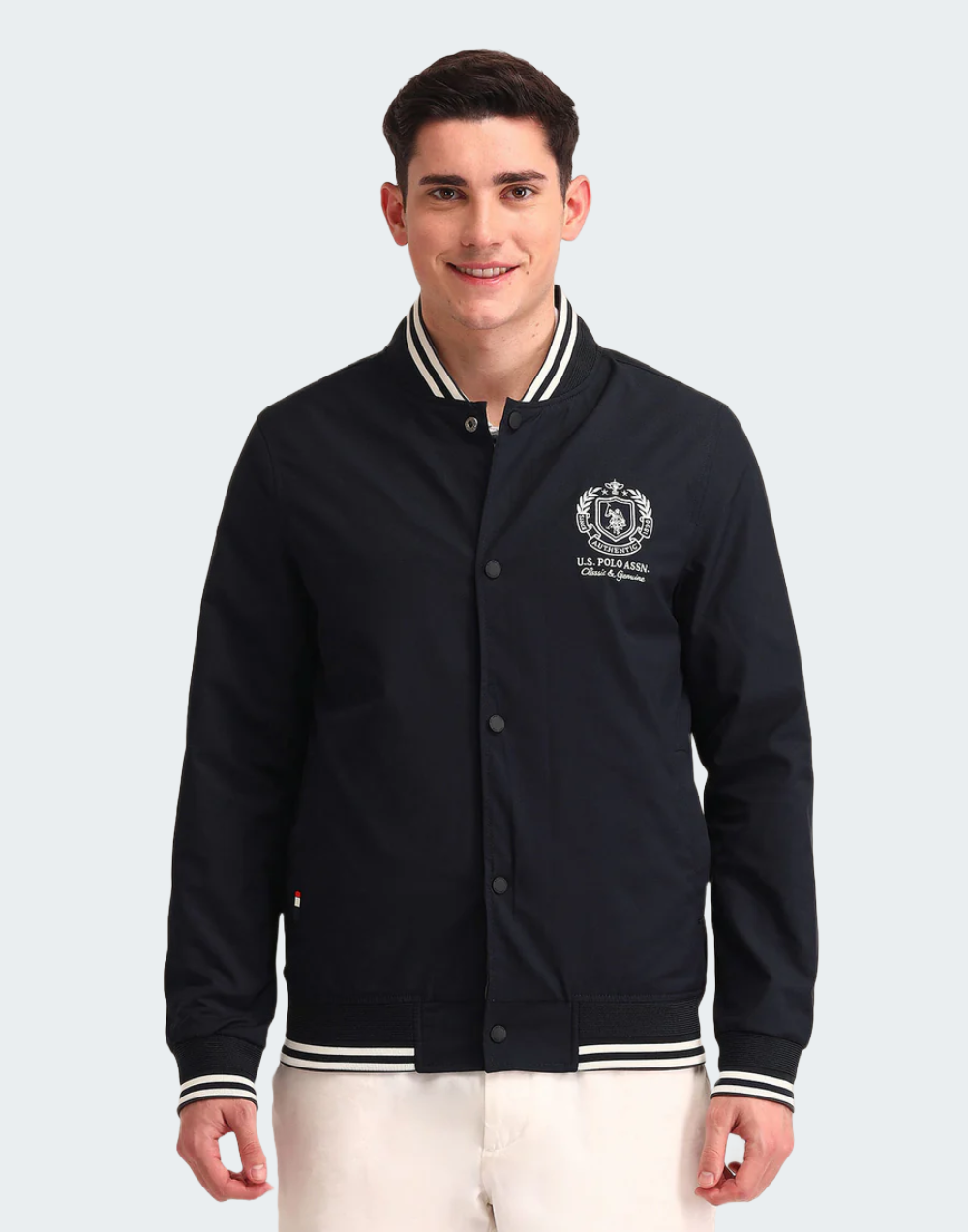 Regular Fit Solid Bomber Jacket