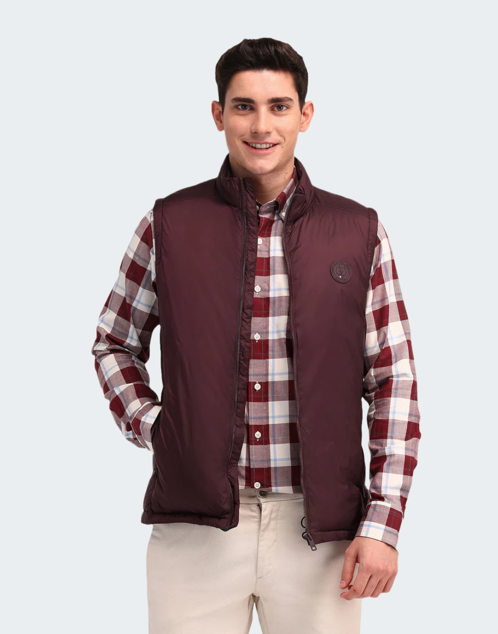 Dark Maroon High Neck Padded Jacket