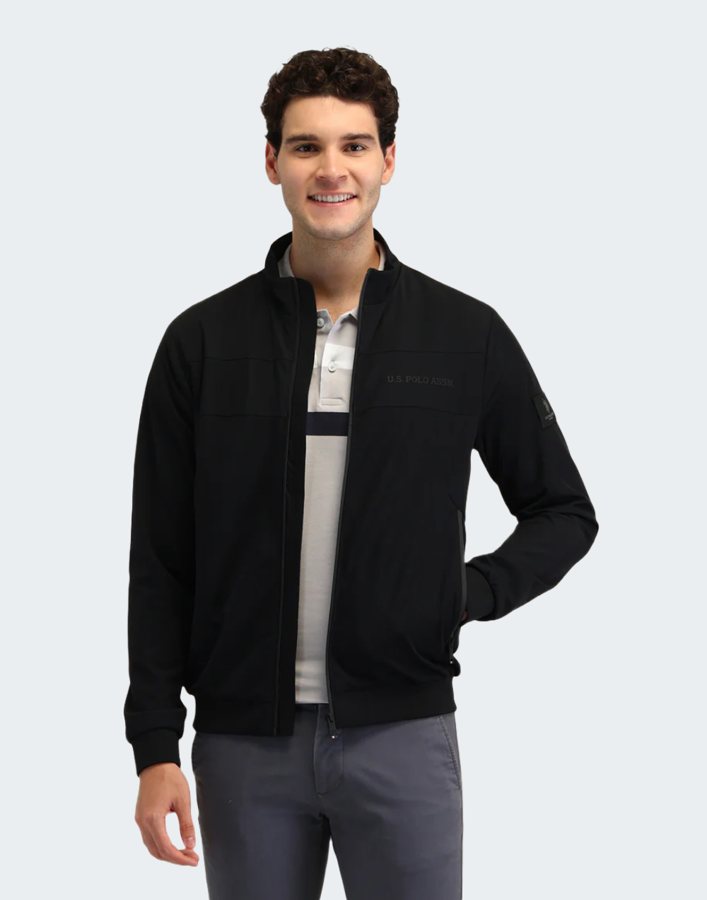 Black Solid Regular Fit Jacket