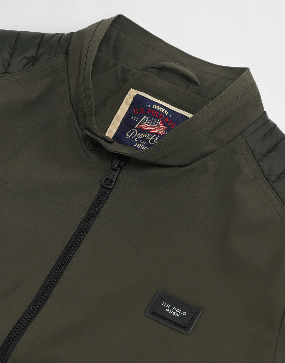 Olive Colour Blocked Regular Fit Jacket
