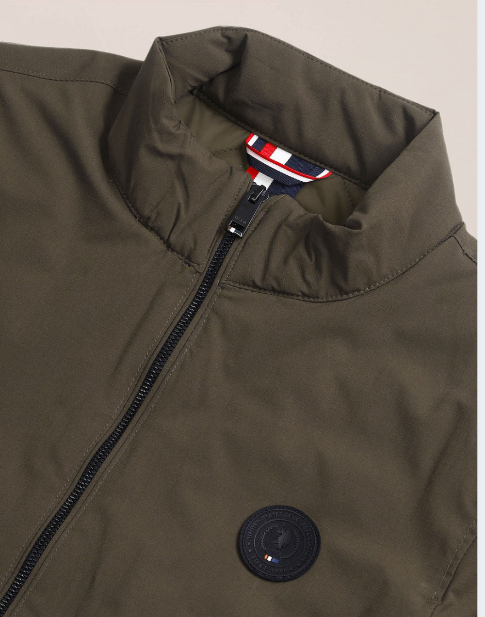 Dark Olive Regular Fit Solid Casual Jacket