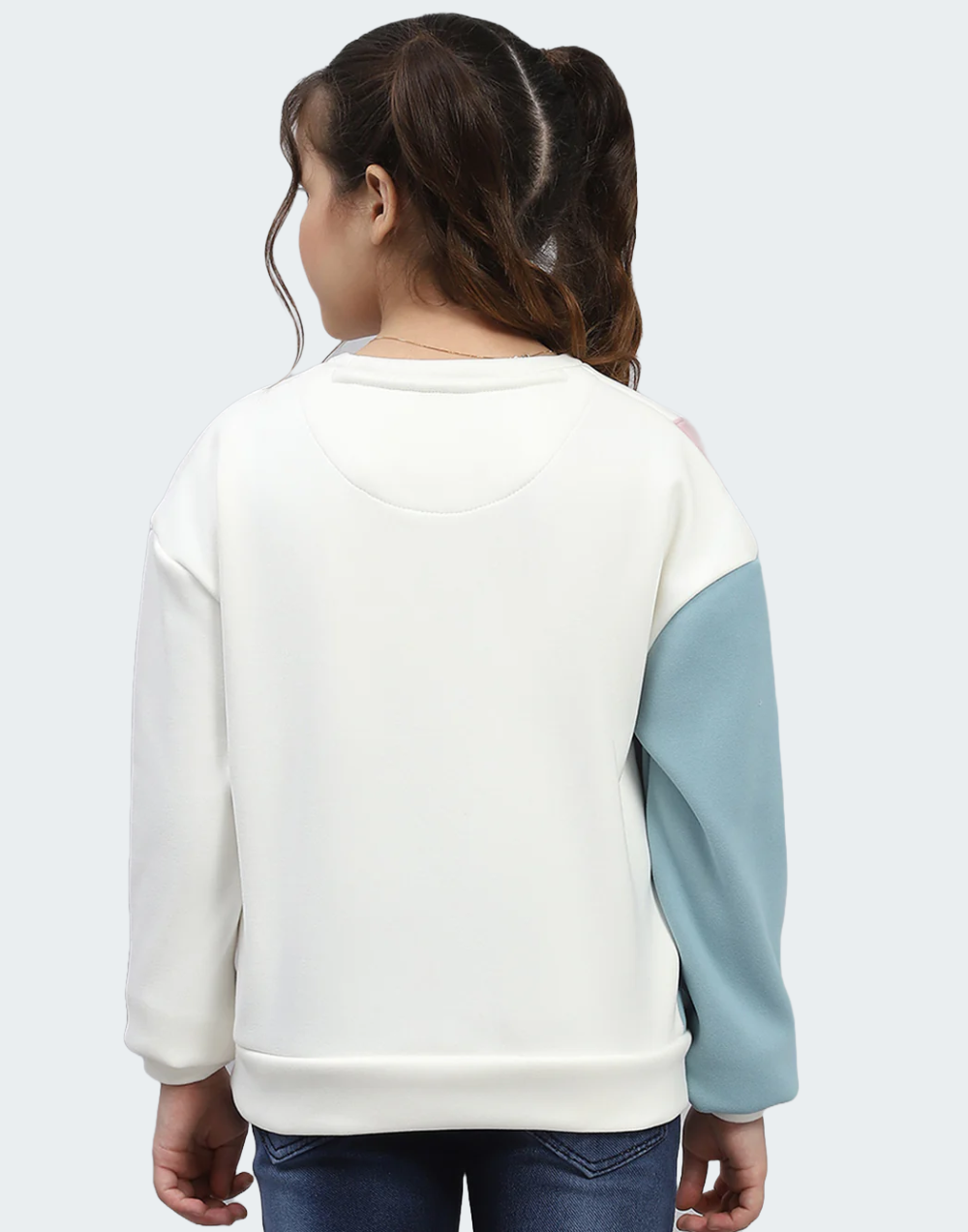 Girls Multicolor Solid Round Neck Full Sleeve Sweatshirt