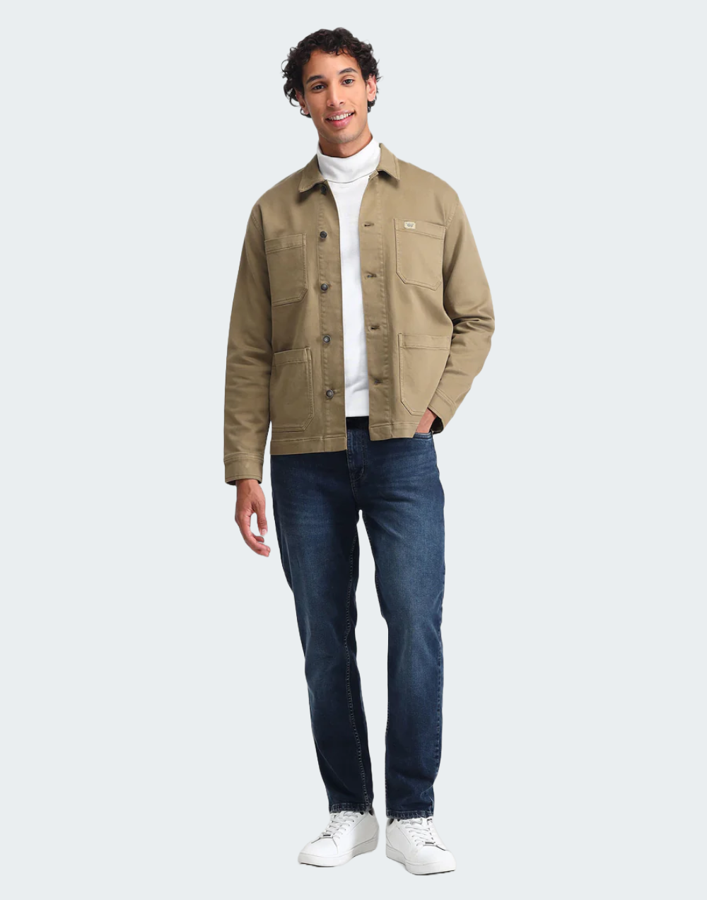 Khaki Pure Cotton Solid Jacket