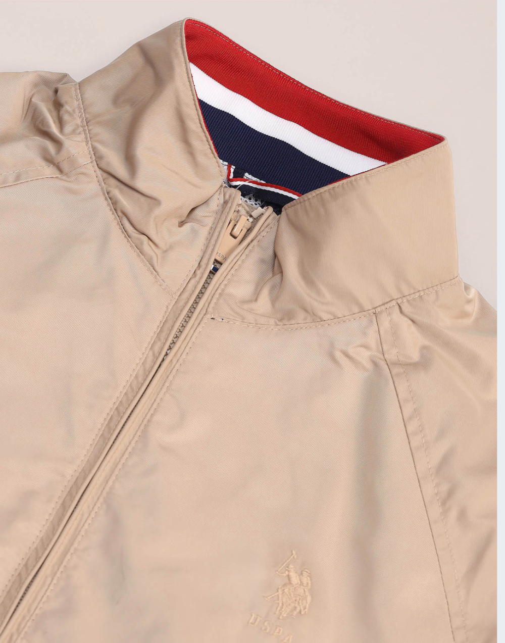 Khaki Solid Regular Fit Jacket