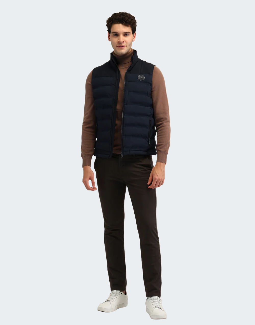 Dark Blue Solid Regular Fit Jacket