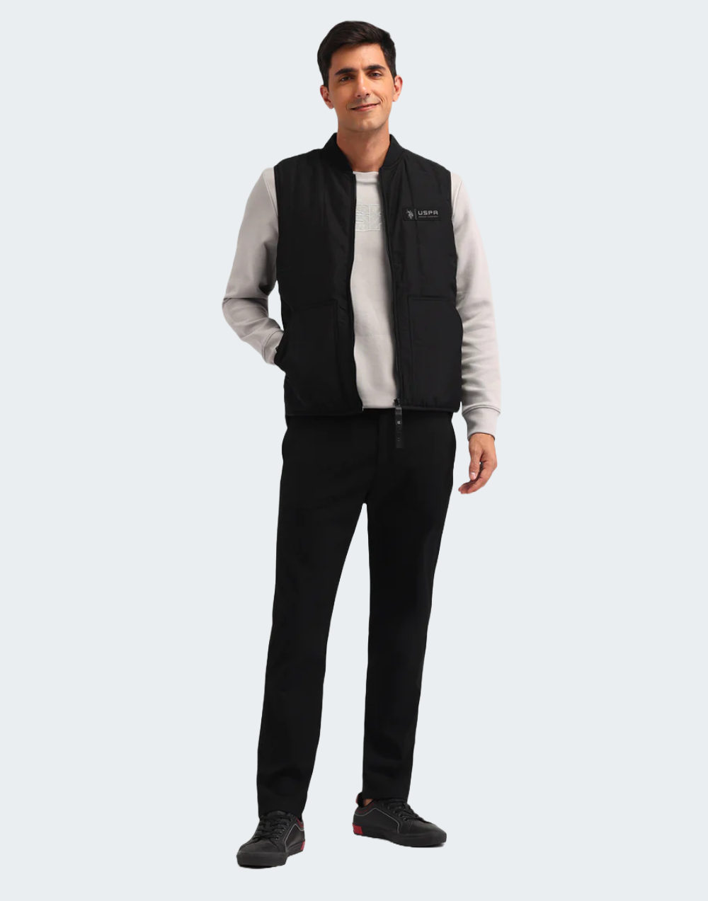 Black Half Sleeves Colour blocked Regular Fit Jacket
