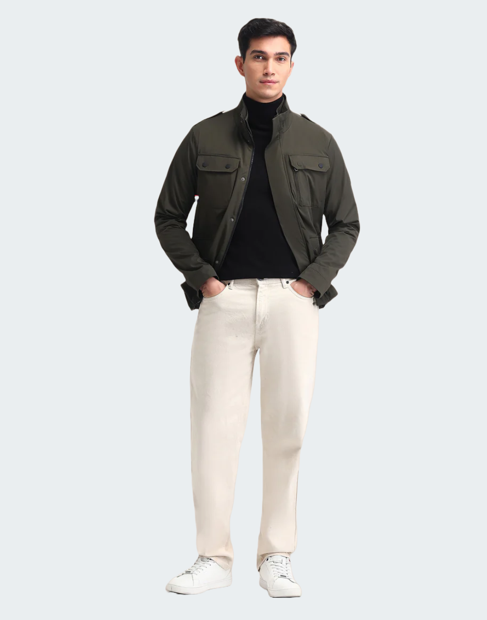 Regular Fit Solid Casual Jacket