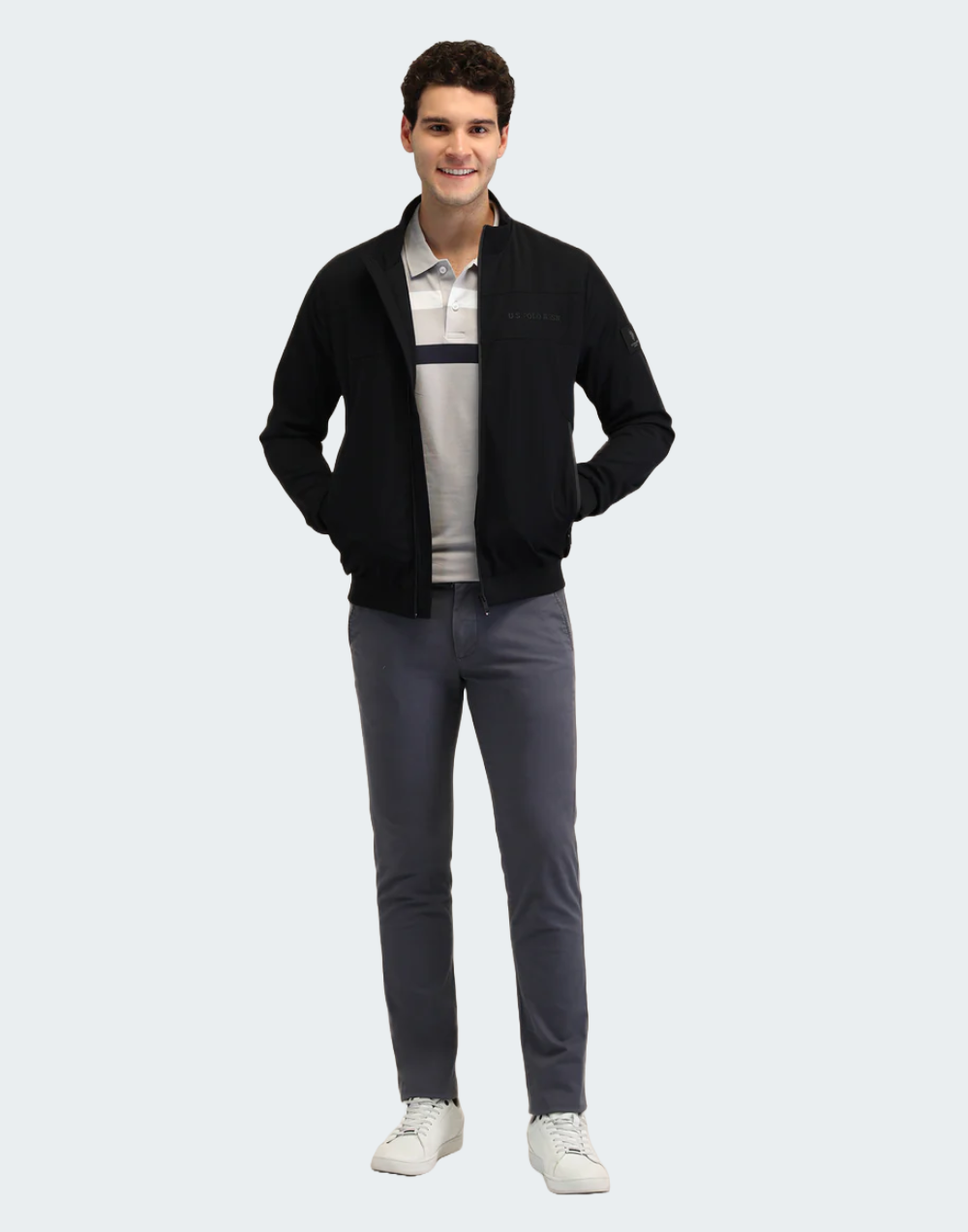 Black Solid Regular Fit Jacket