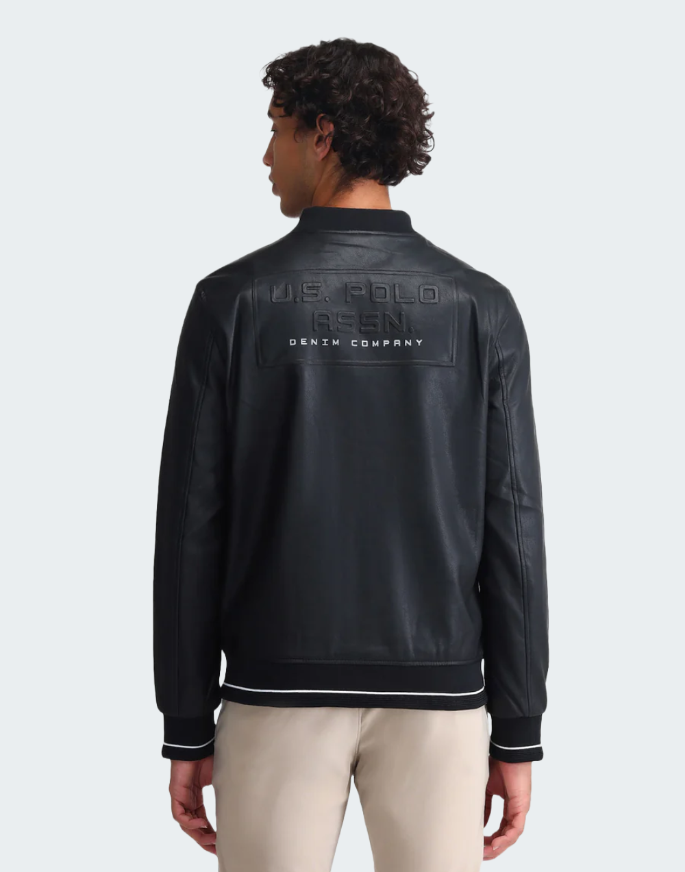 Black Embossed Branded Bomber Jacket