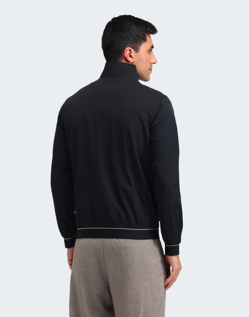 Black Colour Blocked Regular Fit Jacket