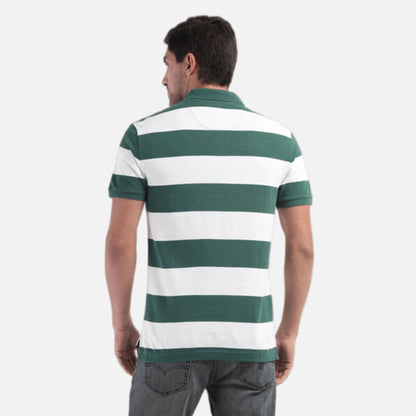 STRIPED POLO COLLAR T-SHIRT