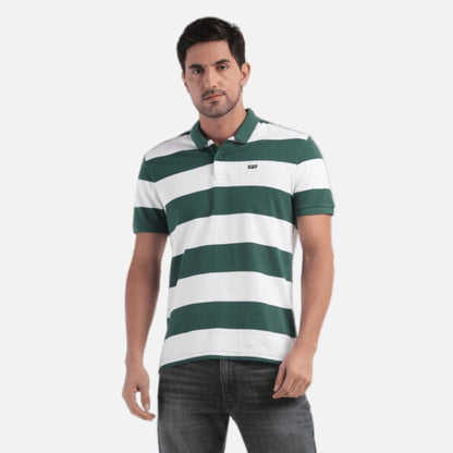 STRIPED POLO COLLAR T-SHIRT