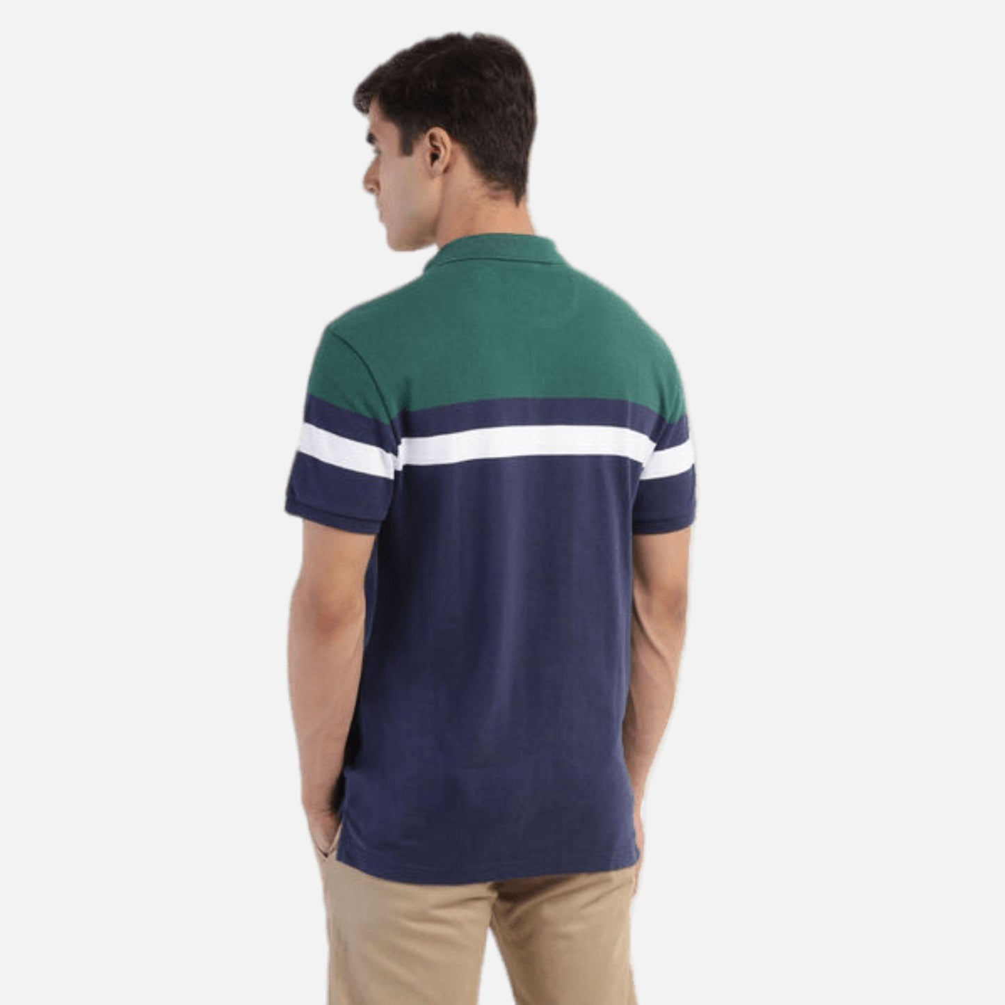 COLOR BLOCK POLO COLLAR T-SHIRT