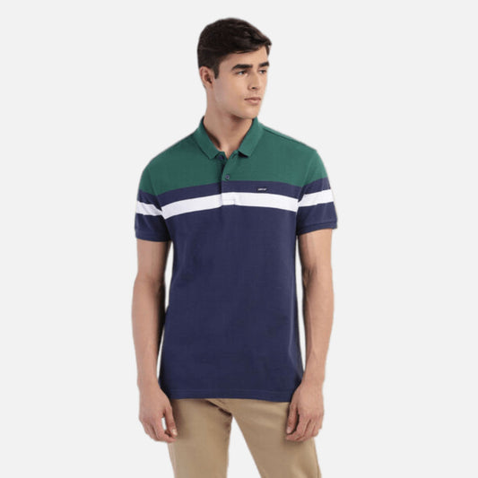 COLOR BLOCK POLO COLLAR T-SHIRT