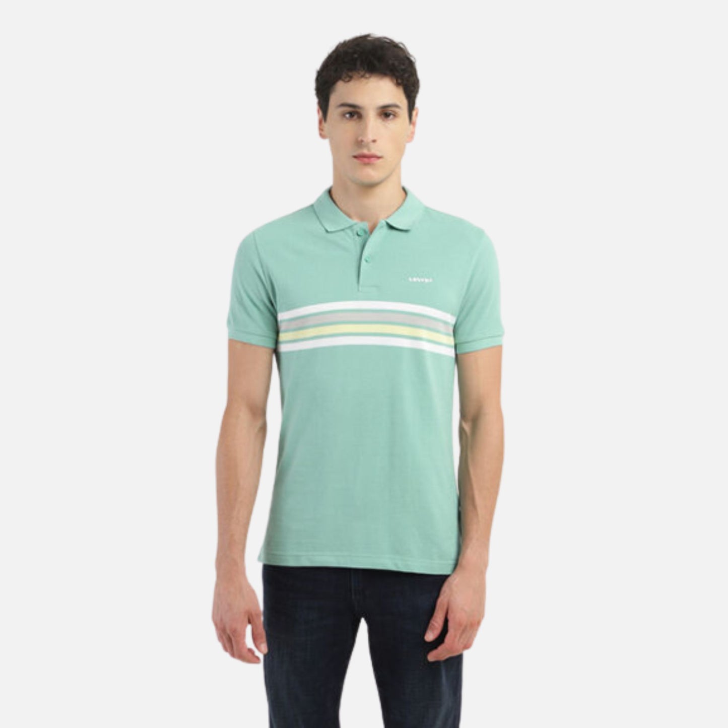 STRIPED POLO COLLAR T-SHIRT