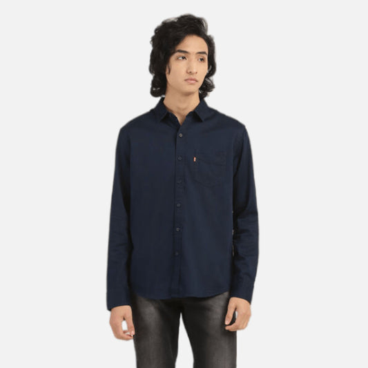 NAVY BLUE COLLAR SHIRT