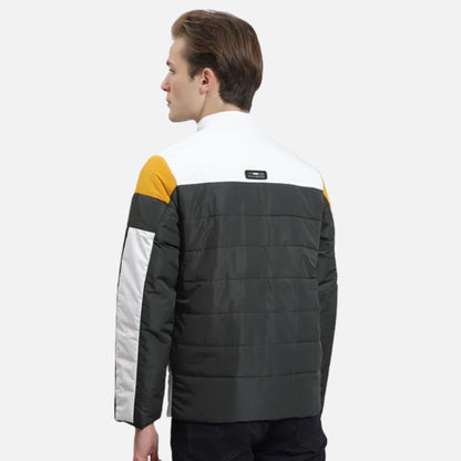 Green Solid Stand Collar Full Sleeve Jacket