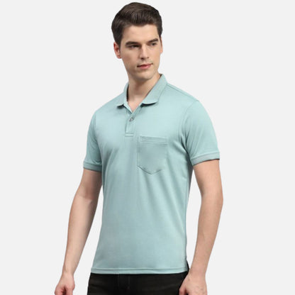 Sea Green Solid Collar Neck Half Sleeve Polo