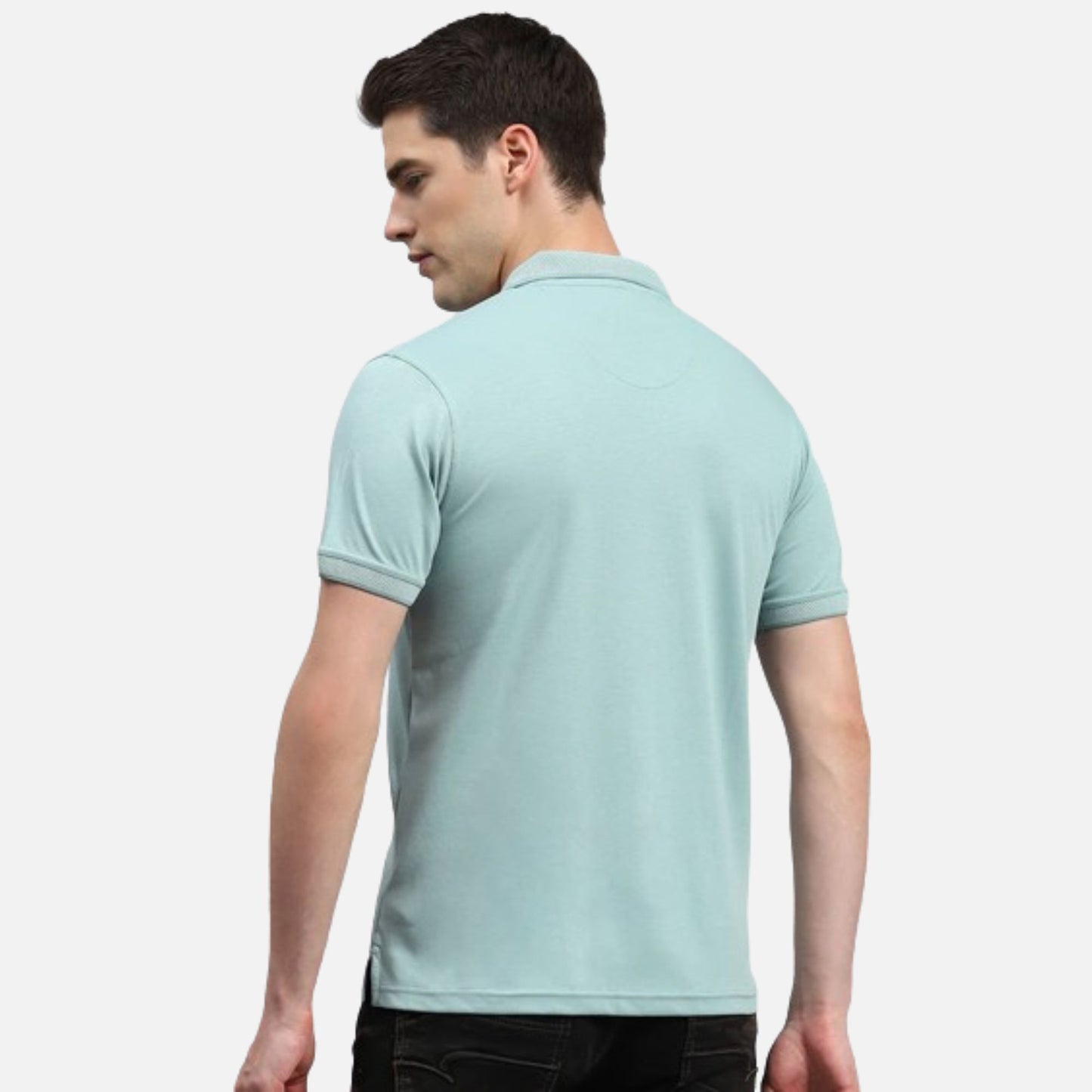 Sea Green Solid Collar Neck Half Sleeve Polo