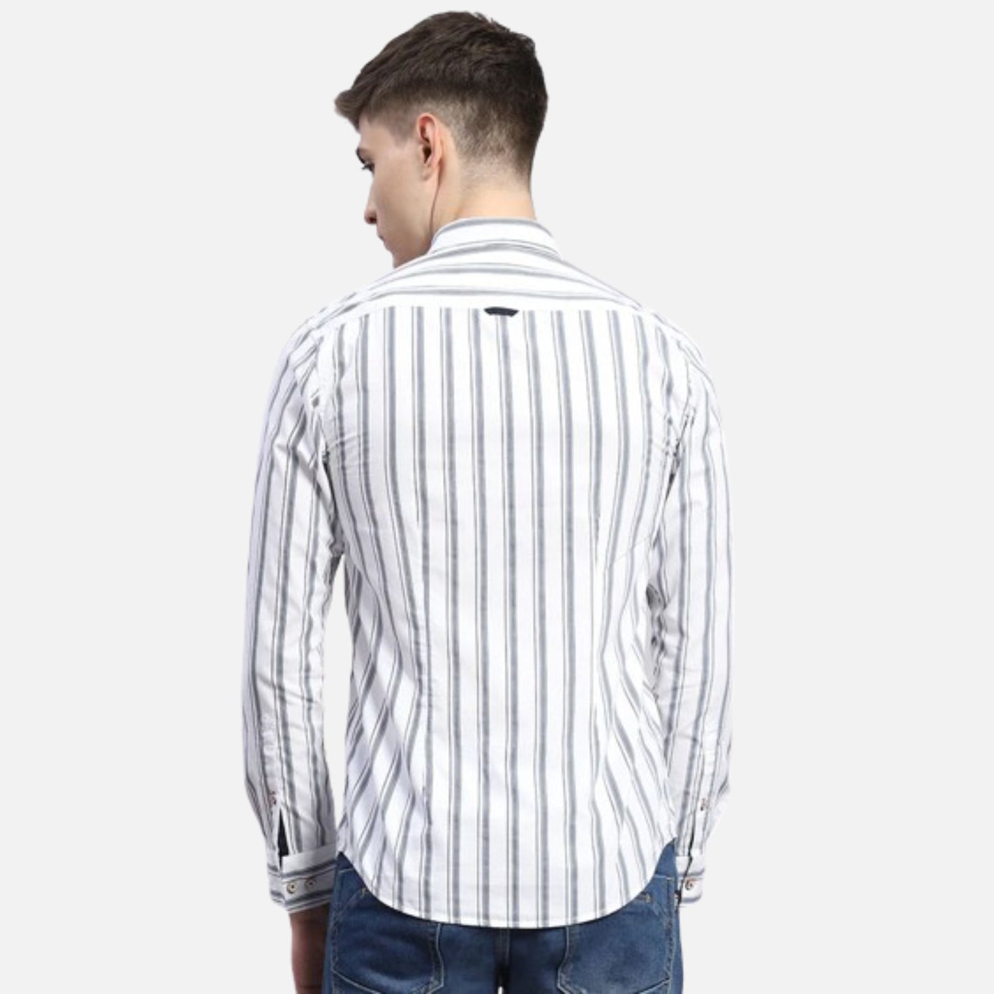 White Stripe Collar Full Sleeve Shirt