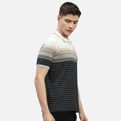 Black Stripe Polo Collar Half Sleeve Polo