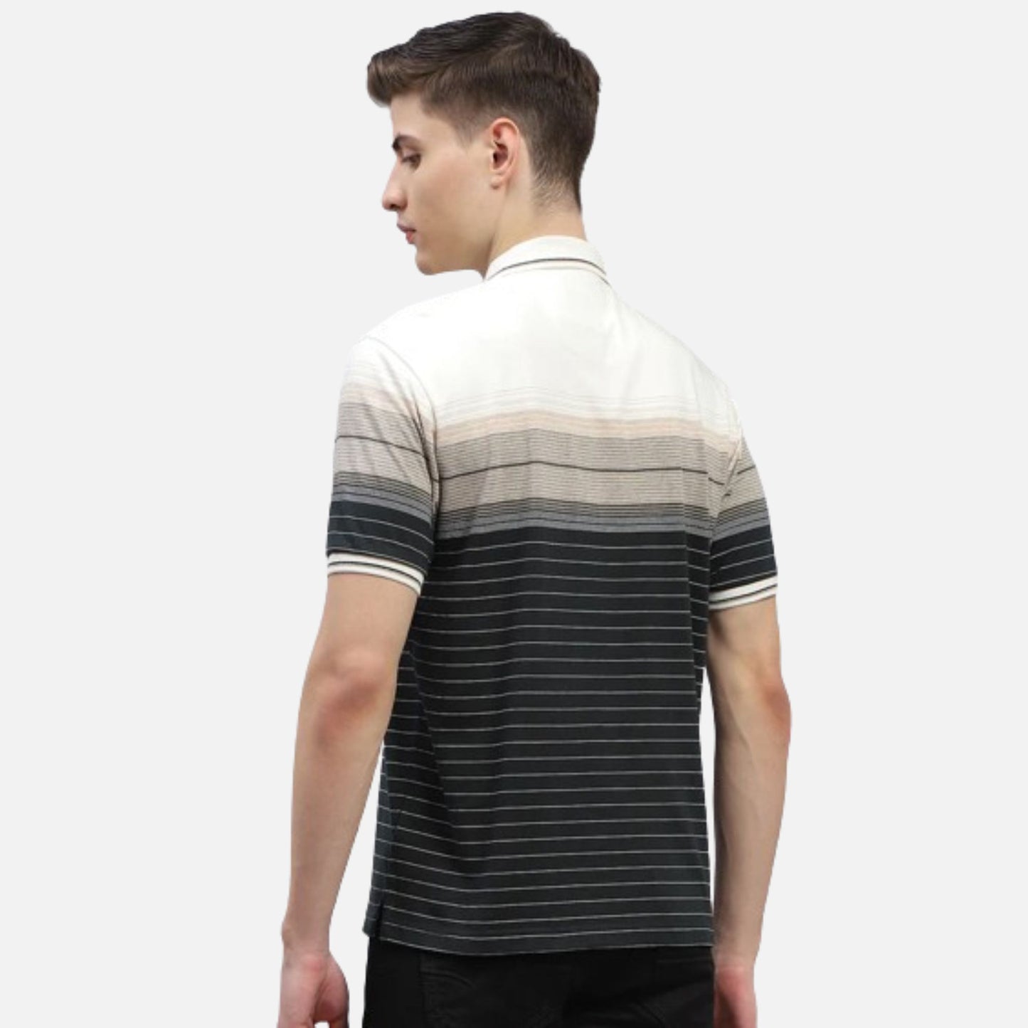 Black Stripe Polo Collar Half Sleeve Polo