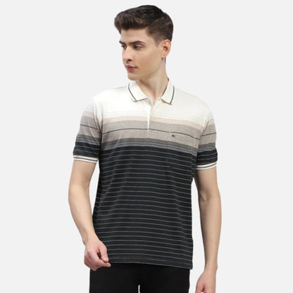 Black Stripe Polo Collar Half Sleeve Polo