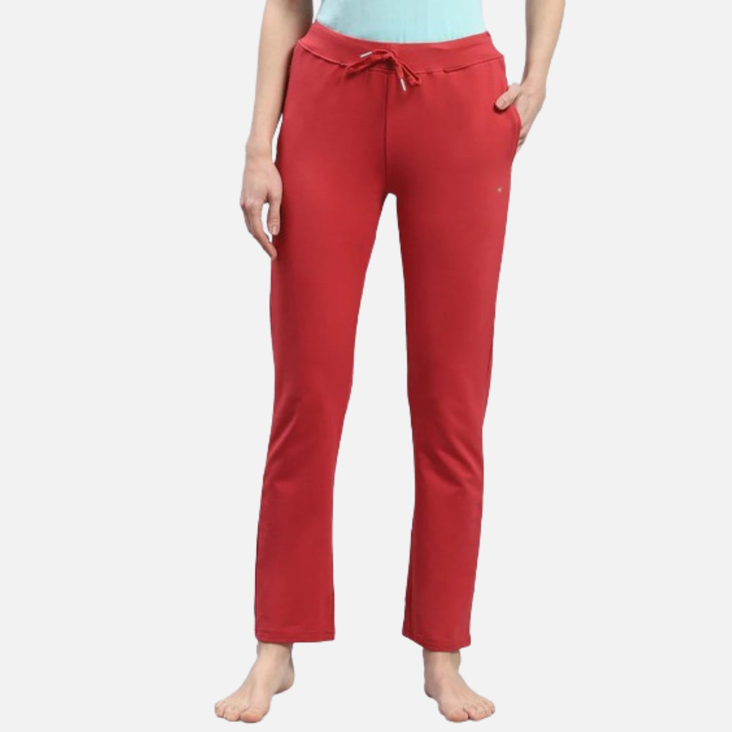 Red Solid Regular Fit Lower