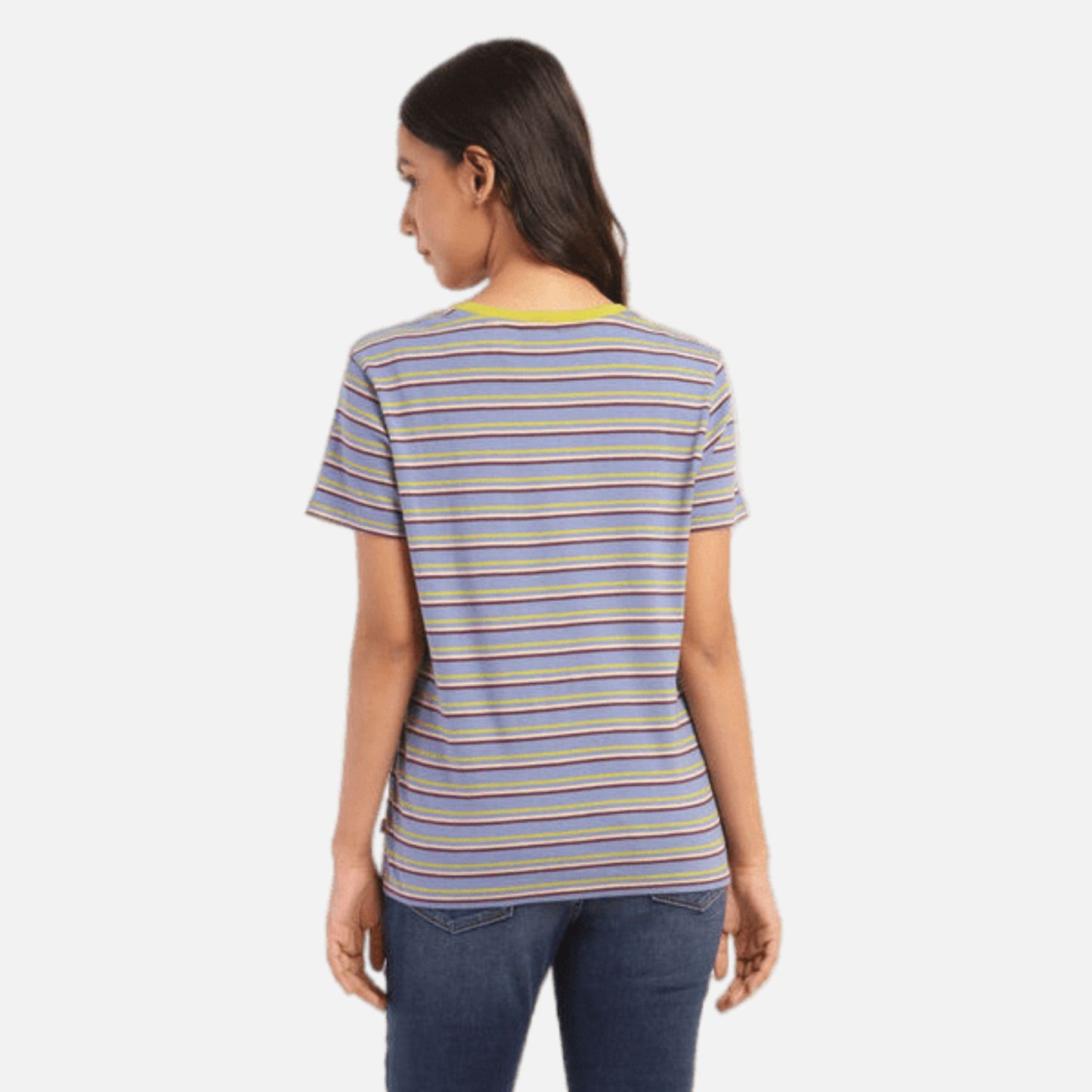 RED TAB STRIPED CREW NECK T-SHIRT