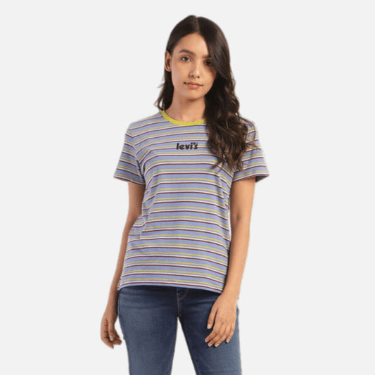 RED TAB STRIPED CREW NECK T-SHIRT