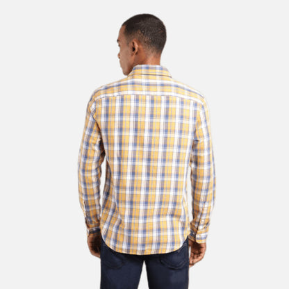 CHECKERED SPREAD COLLAR SHIRT