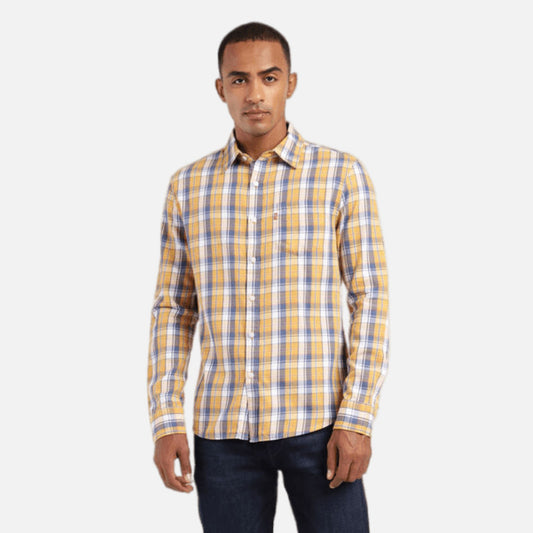 CHECKERED SPREAD COLLAR SHIRT