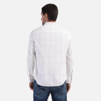 CHECKERED SPREAD COLLAR SHIRT