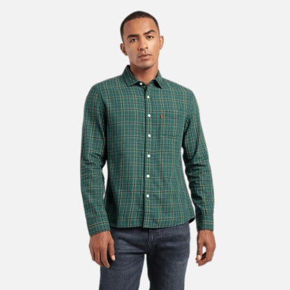 CHECKERED SPREAD COLLAR SHIRT