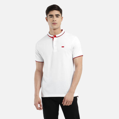 WHITE POLO COLLAR T-SHIRT