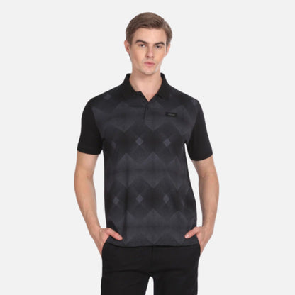 Geometric Print Cotton Polo Shirt