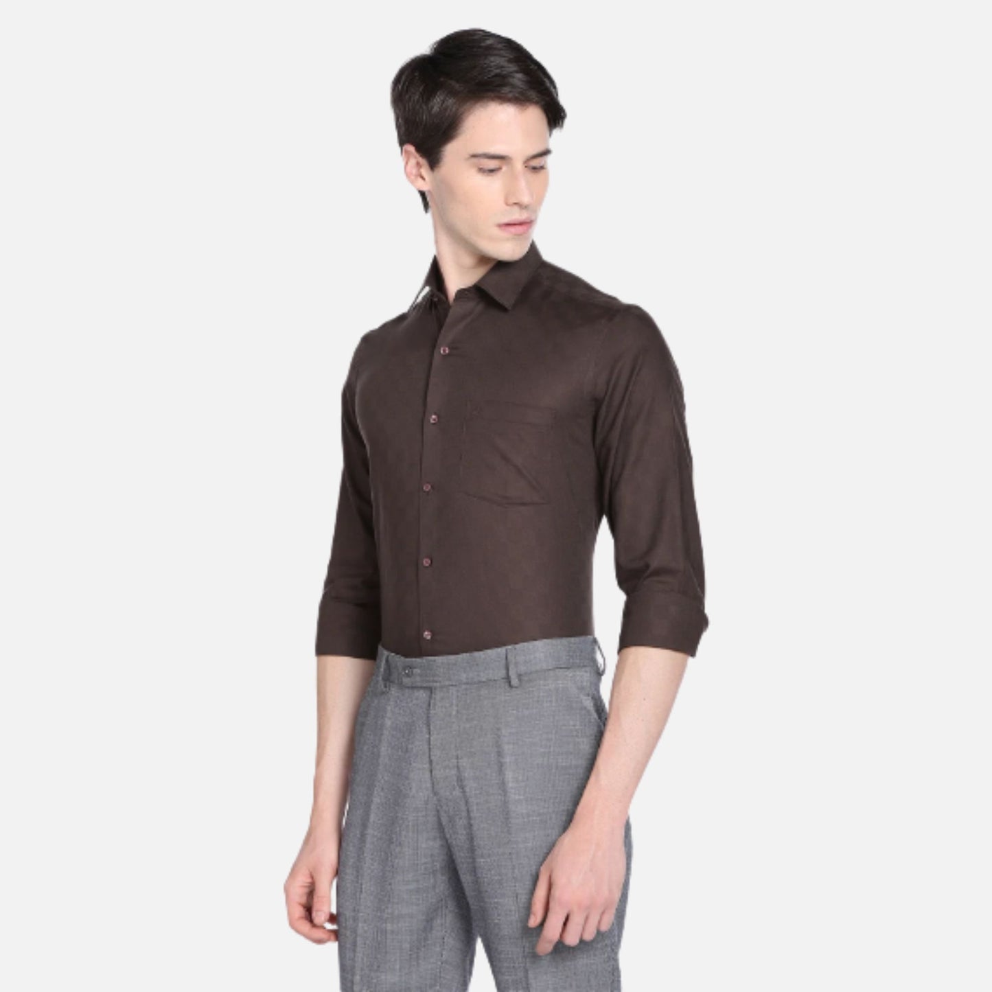 Arrow Dark Brown Shirt | Dark Brown Checkered Twill Formal Shirt