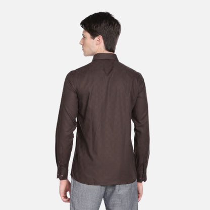 Arrow Dark Brown Shirt | Dark Brown Checkered Twill Formal Shirt